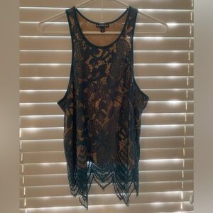 EXPRESS green lace tank shirt size M